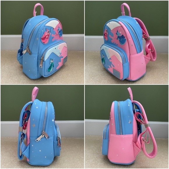 Loungefly Sleeping Beauty Fairy Godmothers Make it Pink / Blue Mini Backpack - Picture 16 of 16